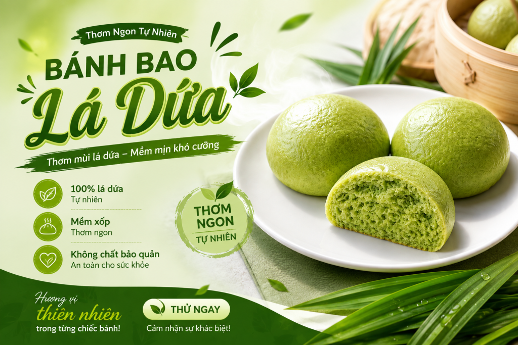 Banner bánh bao lá dứa